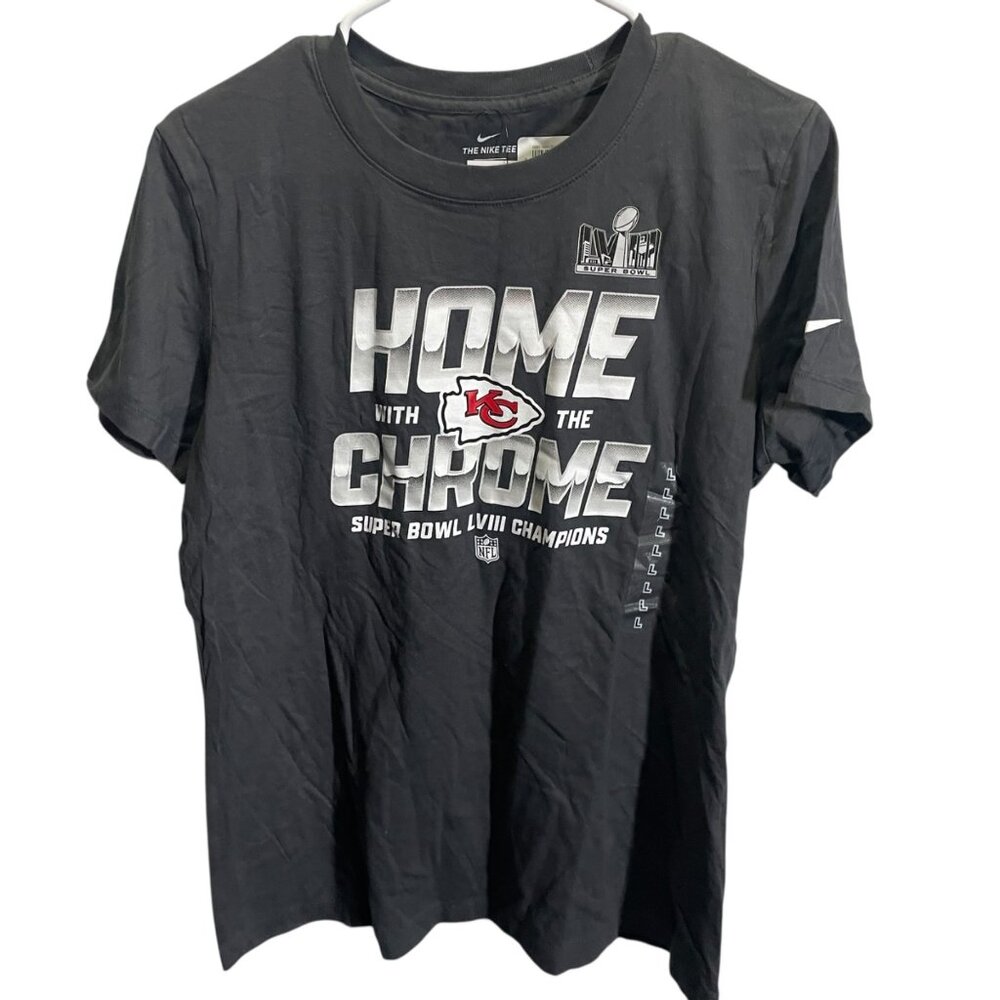 Nike Womens Large Super Bowl LVIII Kansas City Chiefs Black Tee